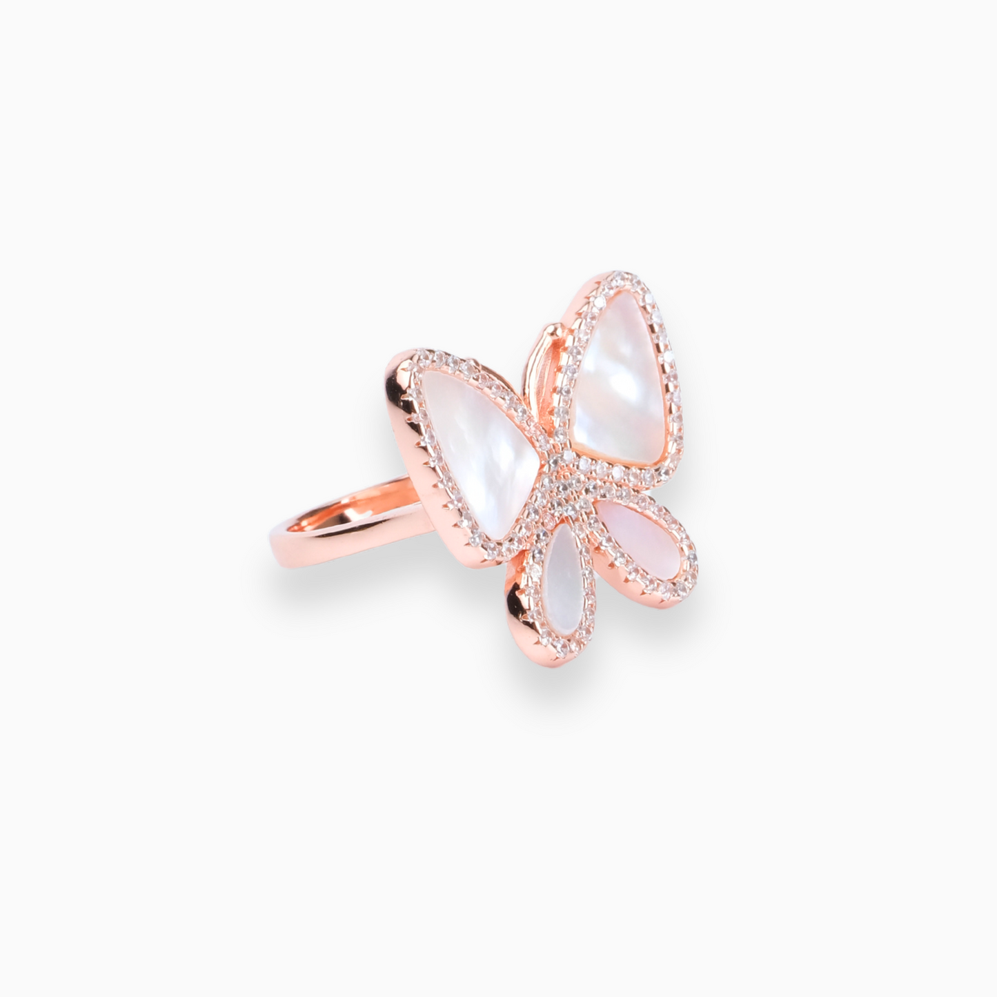 Butterfly 925 Silver Ring in Rose Gold