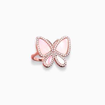 Butterfly 925 Silver Ring in Rose Gold