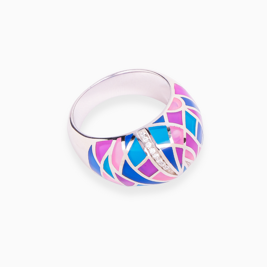 Dazzling Mosaic Enamel Ring