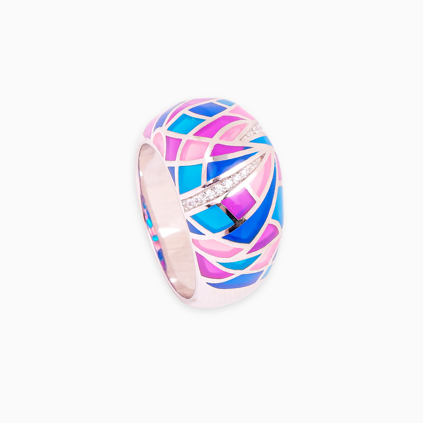 Dazzling Mosaic Enamel Ring