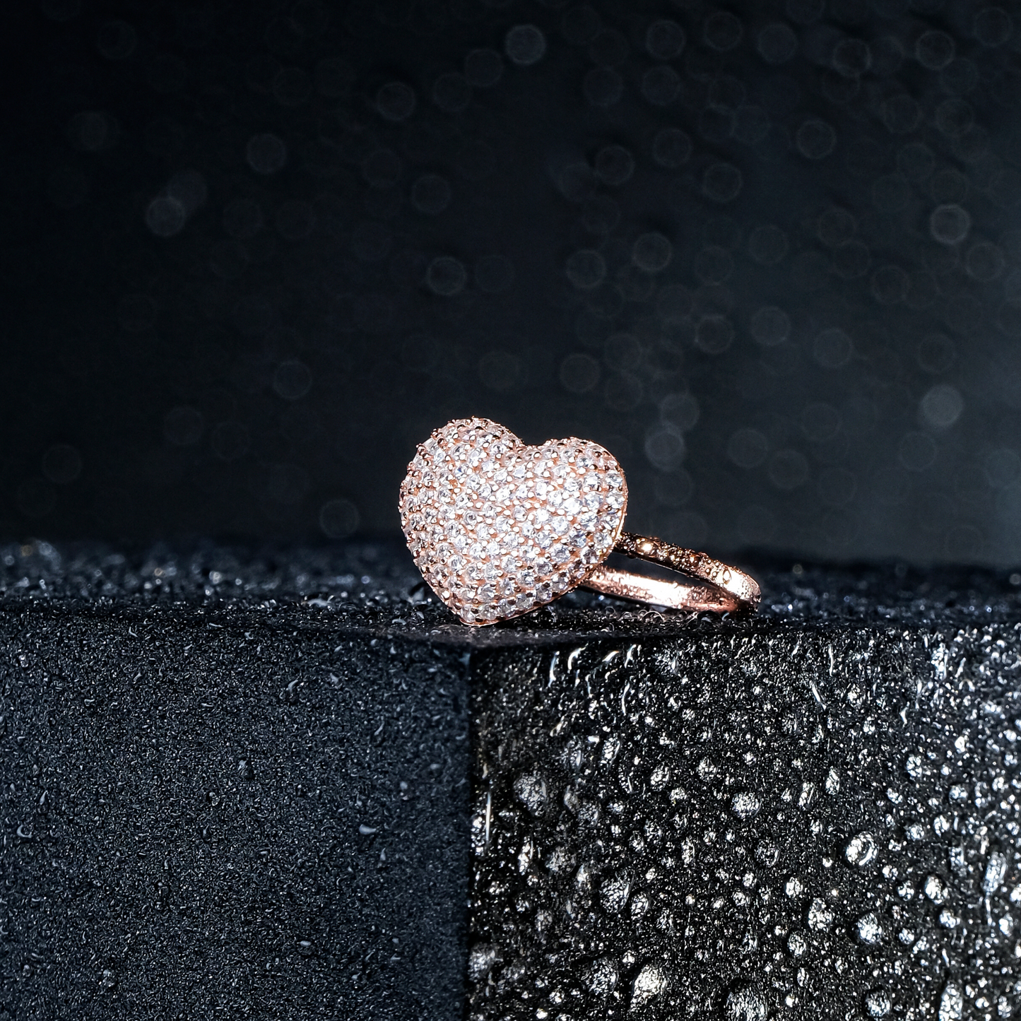 Womens Rose Gold Heart Shaped Ring