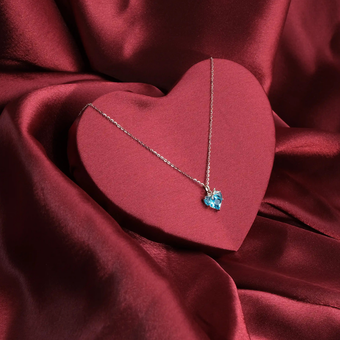 Sterling Silver Bow Heart Pendant Necklace