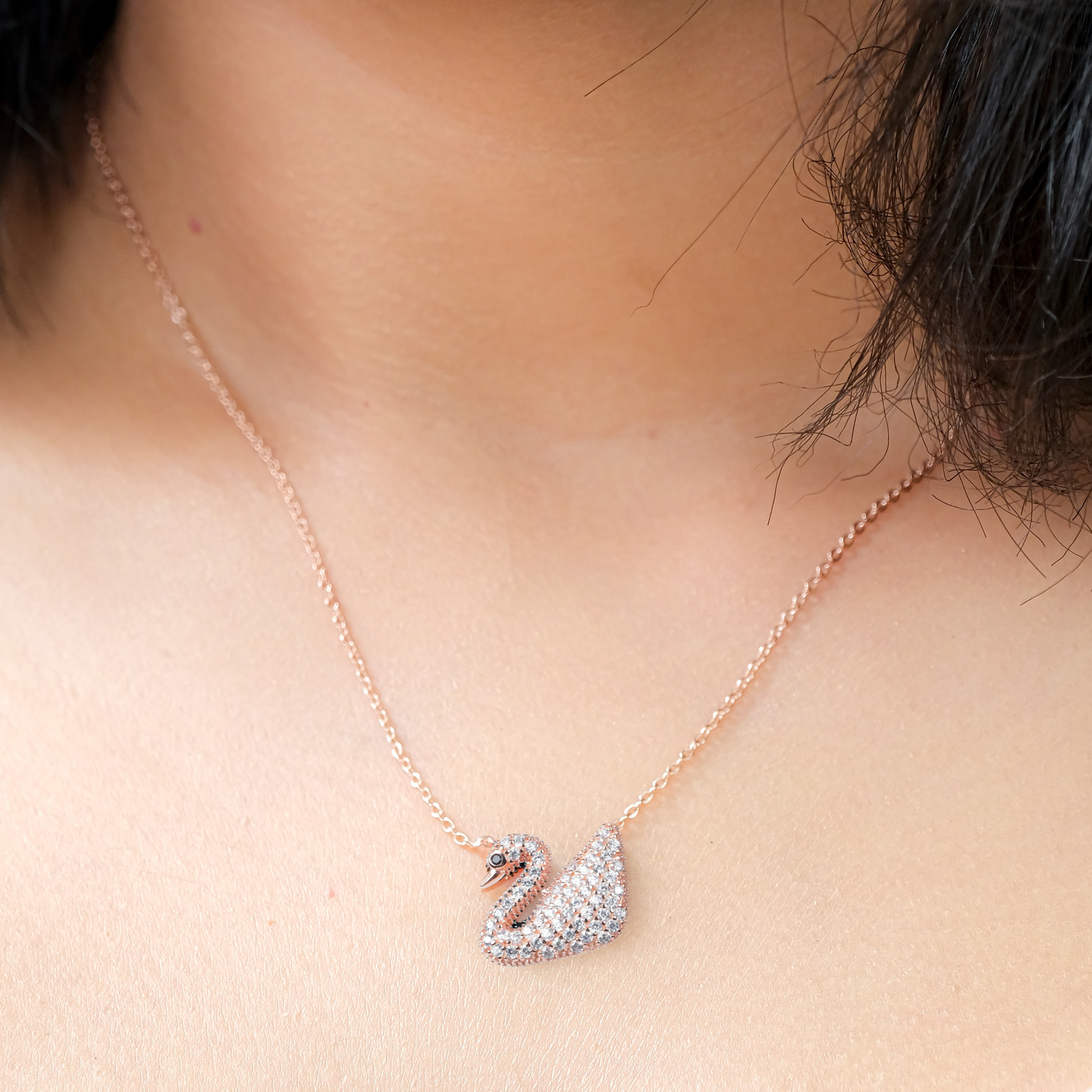 Mini Silver Swan Pendant with Link Chain