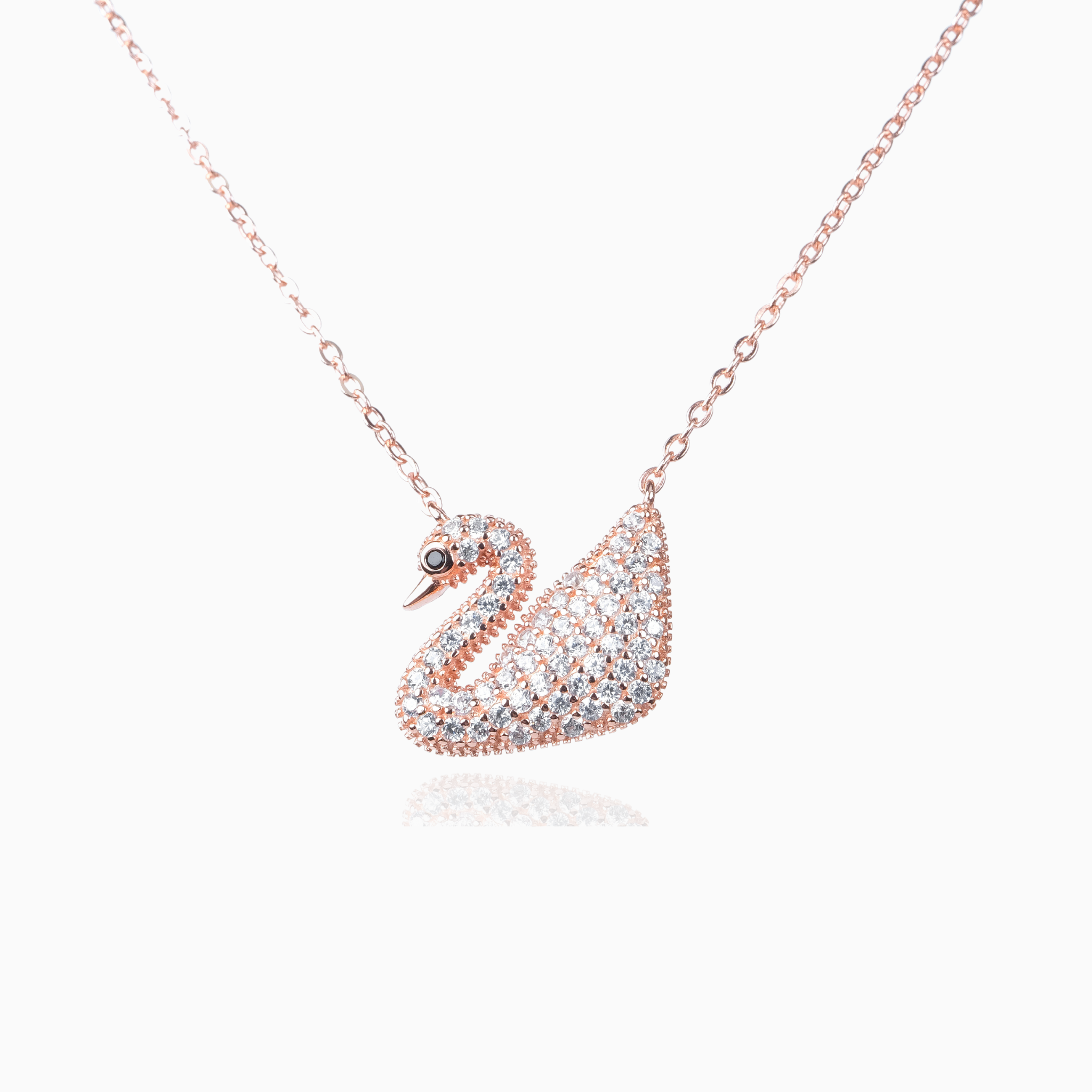 Mini Silver Swan Pendant with Link Chain